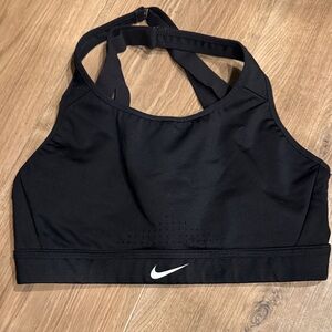 Nike Women's Black Sports Bra with White Logo